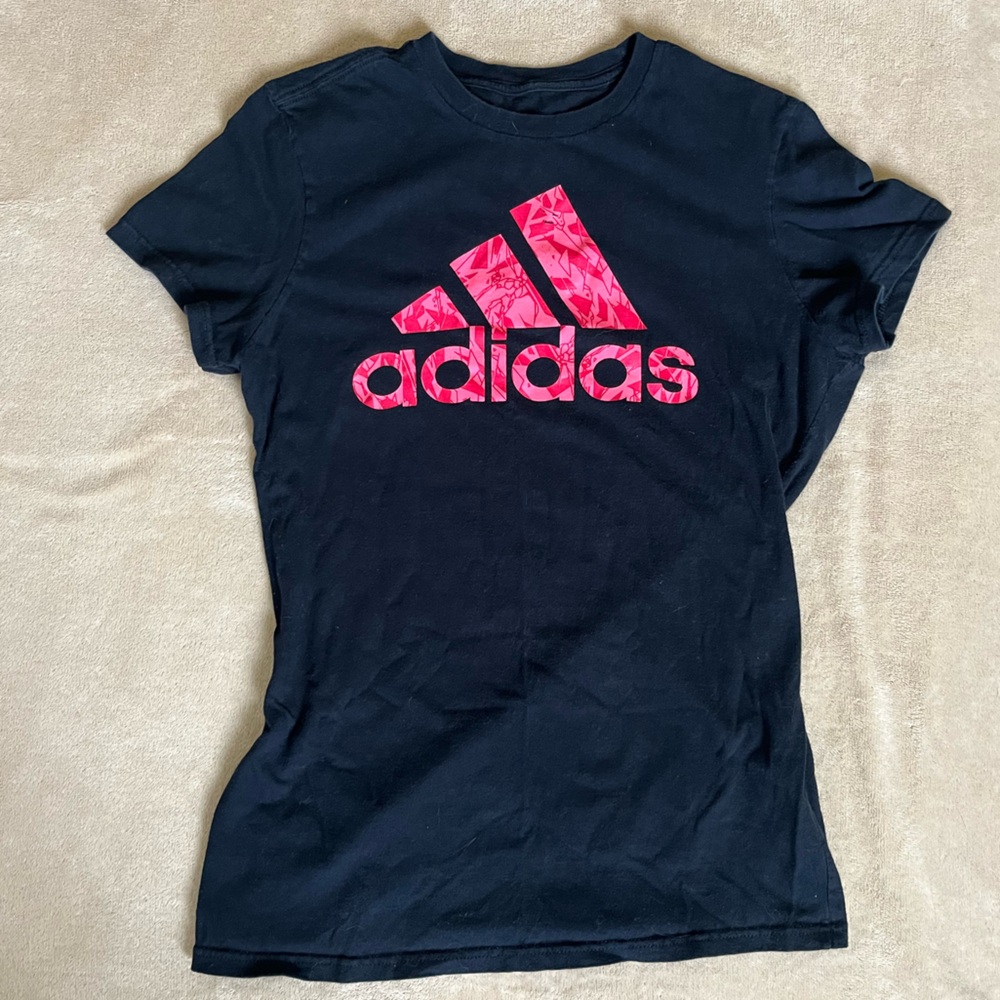 Adidas pink logo tee